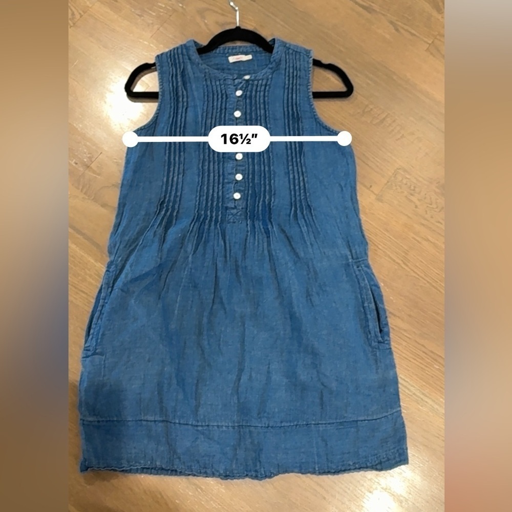 Faherty Isha Basketweave Dress Sleeveless 100% Linen Indigo Blue Womens S U bin - Picture 12 of 15